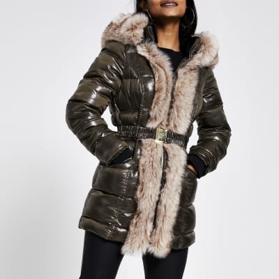 river island fur hood coat