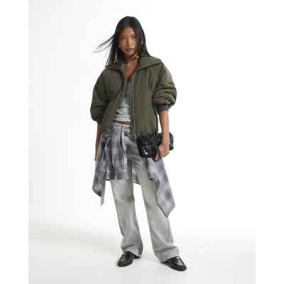 Petite Ribbed Bubble Bomber Jacket