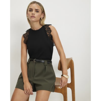 Petite Smart Belted Structured Shorts