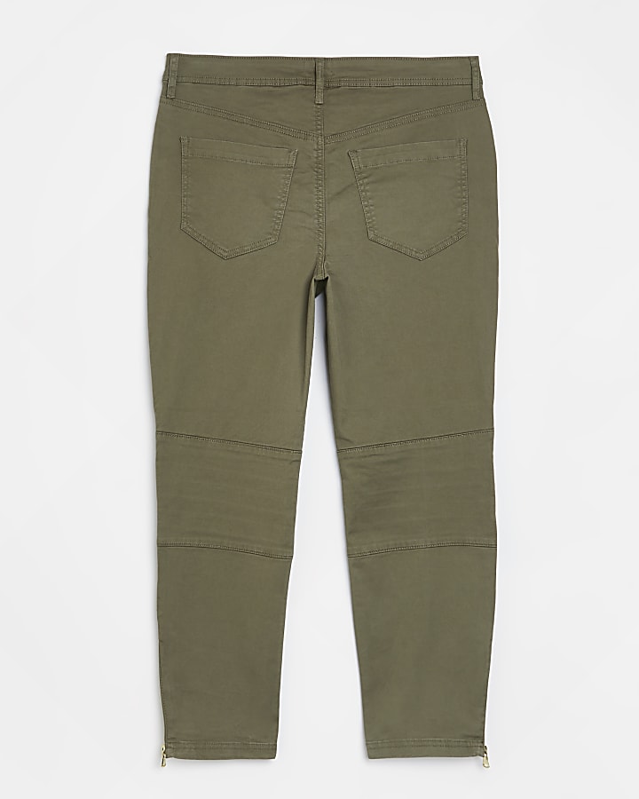 Petite khaki utility skinny trouser