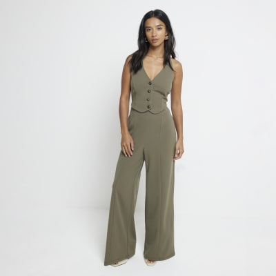 Petite khaki jumpsuit online