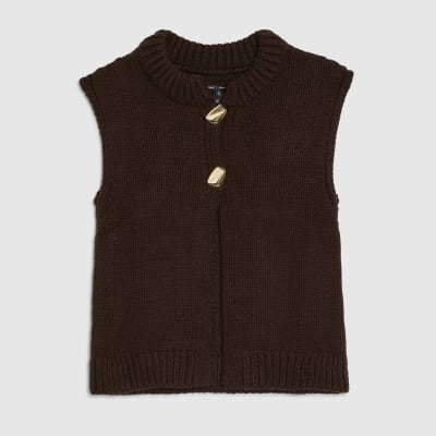 Petite Knitted Sleeveless Button Cardigan
