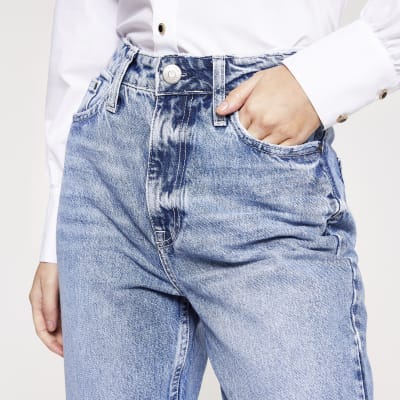 petite high rise mom jeans