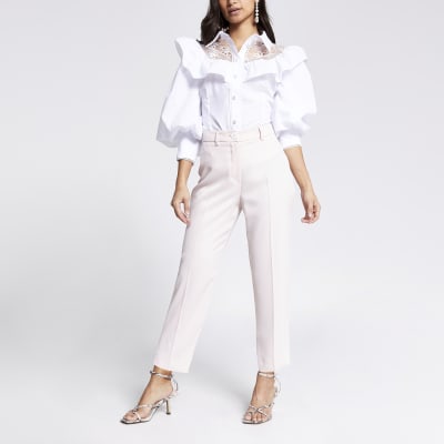 light pink cigarette trousers