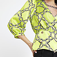 Petite lime chain print blouse