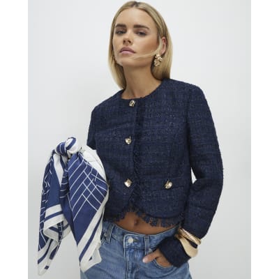 Petite Navy Boucle Trophy Jacket