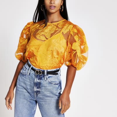 river island yellow floral top