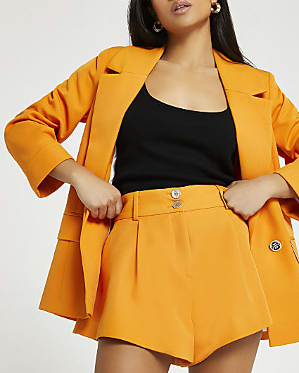 Petite orange structured shorts