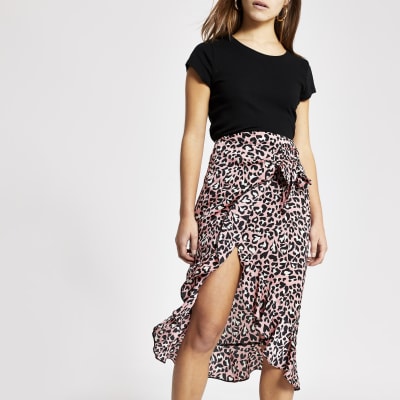 pink animal print skirt