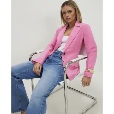 Petite Pink Cinch Back Blazer