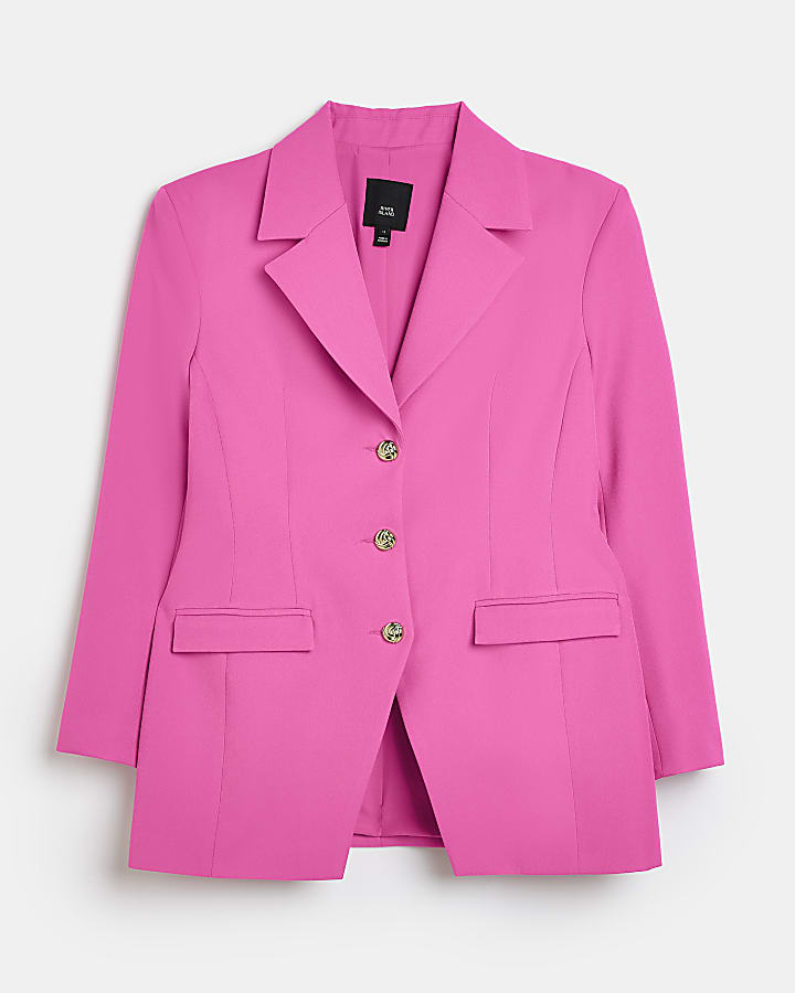 Petite pink cinched blazer