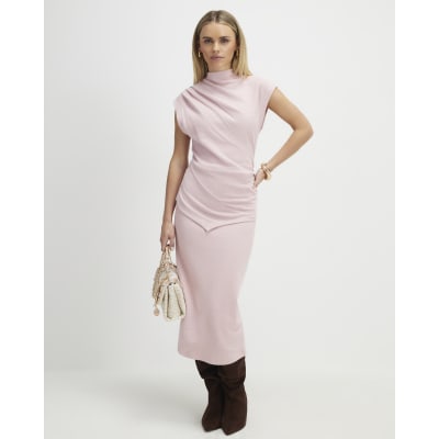 Petite Pink Cosy Midi Skirt