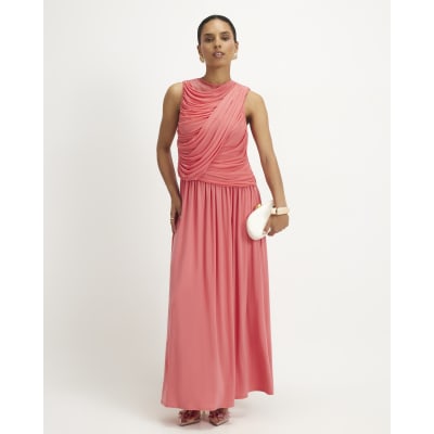 Petite Pink Drape Maxi Dress