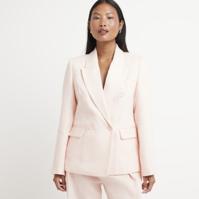 Petite pink linen blend blazer River Island