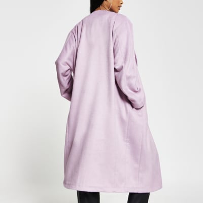 Petite pink longline coat