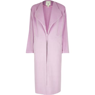 Petite pink longline coat
