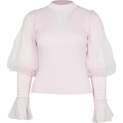 mesh ruffle top
