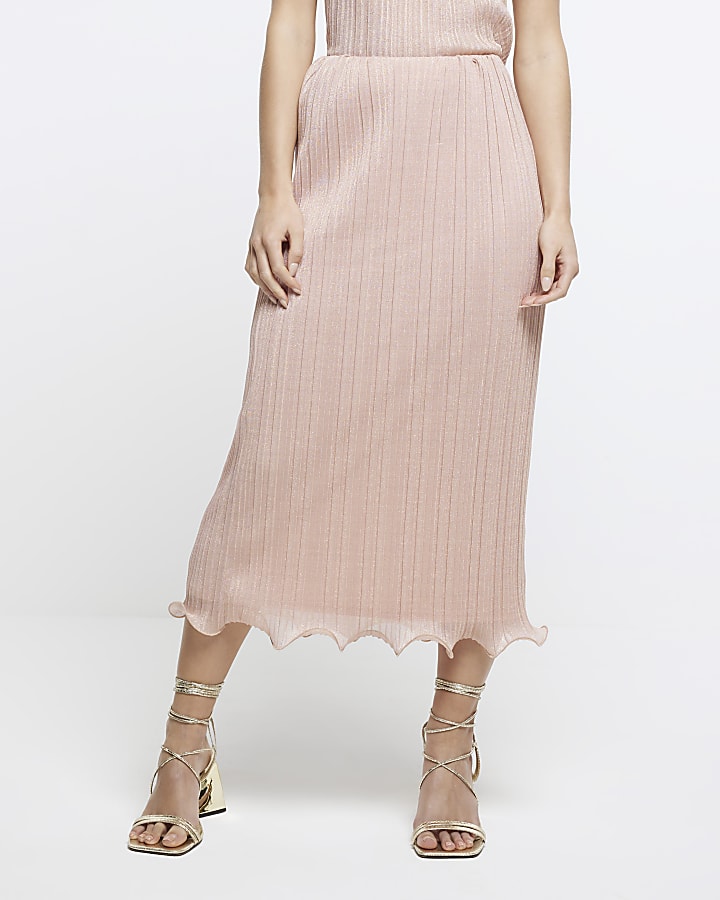 Petite pink midi skirt