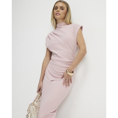 Petite Pink Sleeveless Cosy Drape Top