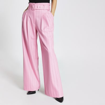 pink pinstripe trousers