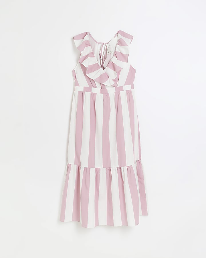 Petite pink stripe swing maxi dress