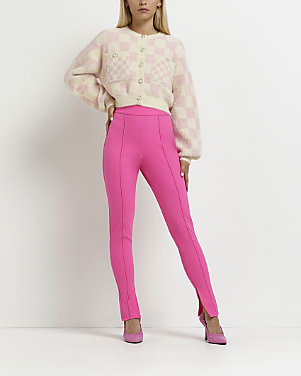 Petite pink zip detail leggings