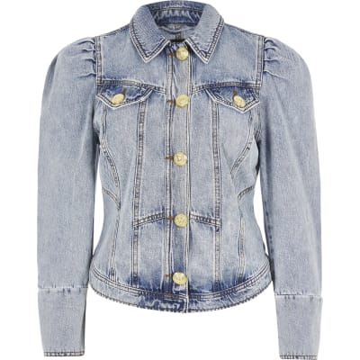 puffy sleeve jean jacket