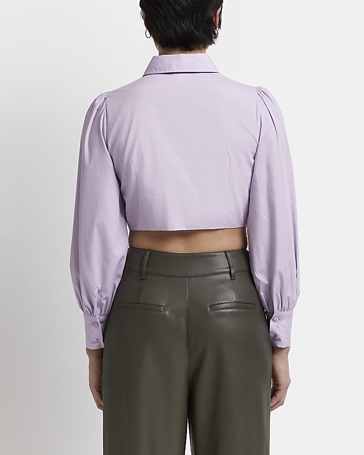 Petite purple corset cropped shirt
