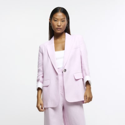 Petite purple linen blend blazer | River Island