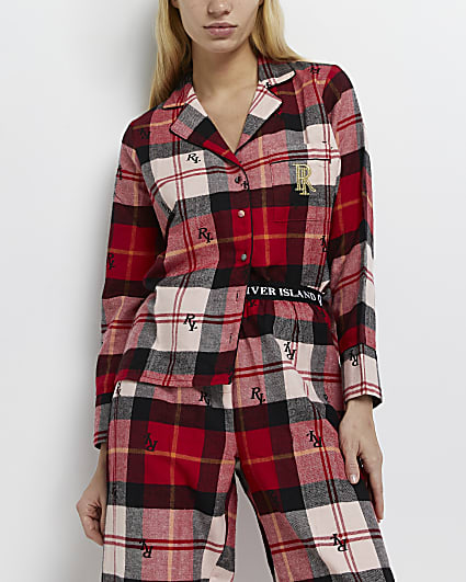 Petite red check pyjama set