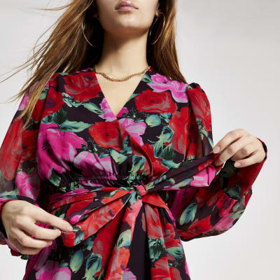 river island floral wrap dress