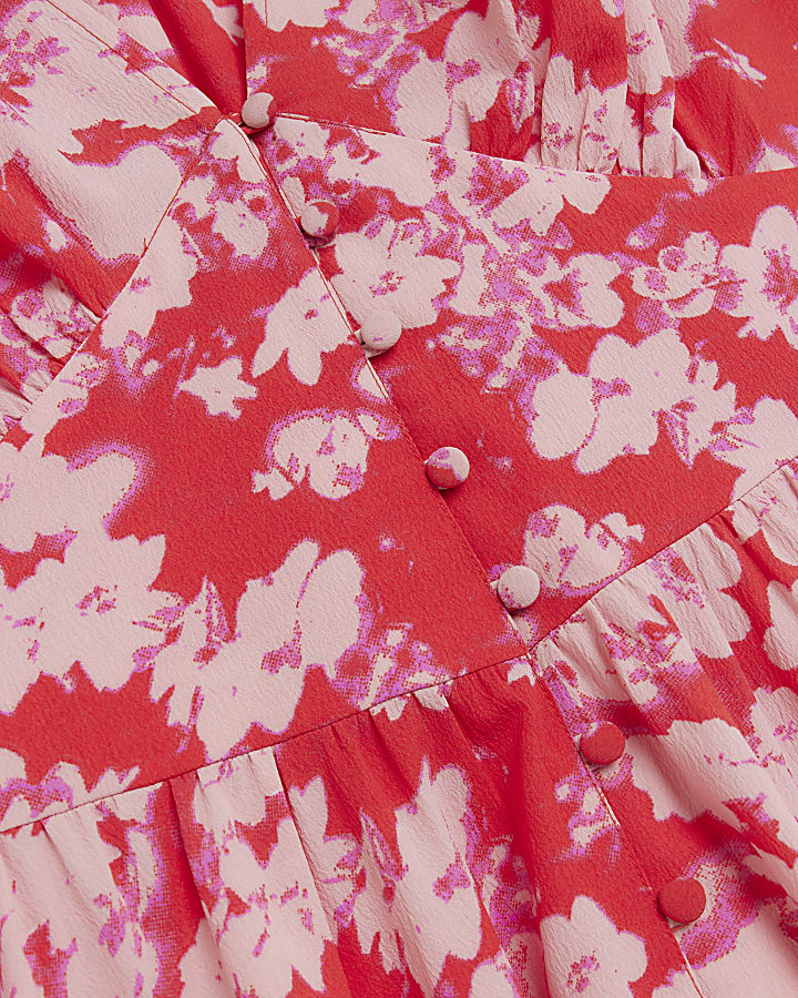 Petite red floral midi dress
