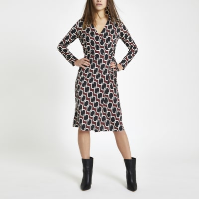 petite wrap dress with tie waist