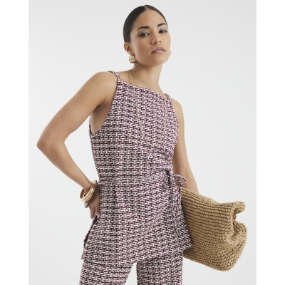 Petite Red Geometric Print Tunic Top