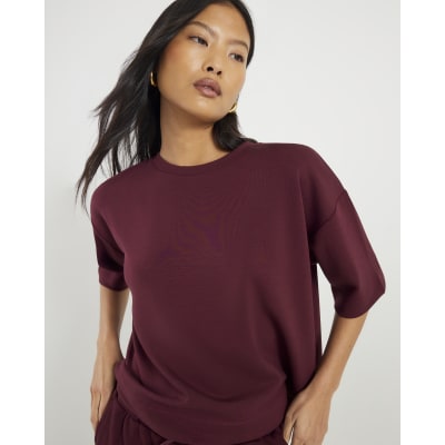 Petite Red Premium Short Sleeve Boxy T-Shirt