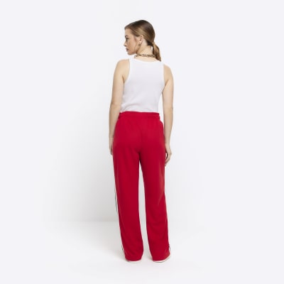 Side Stripe Casual Women Wide Leg Pants Spring Loose Sweatpants Female Big  Size Elastic High Waist Straight Leg Red Wide Leg Trousers Joggers Y211115  From Mengyang02, $27.58