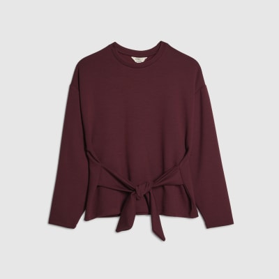 Petite Red Tie Front Premium Top