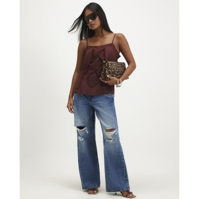 Petite Ripped Relaxed Straight Leg Jeans