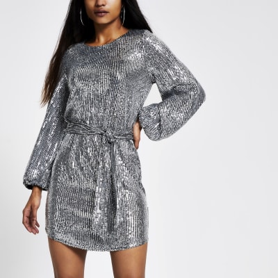 river island grey sequin dress