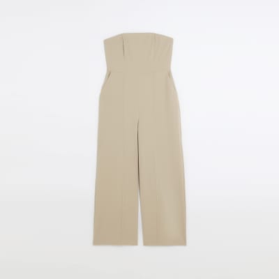 Petite stone bardot jumpsuit River Island