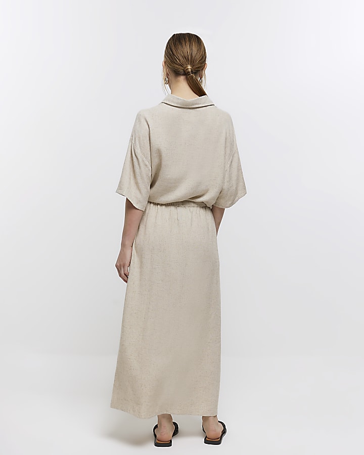 Petite stone midi skirt with linen