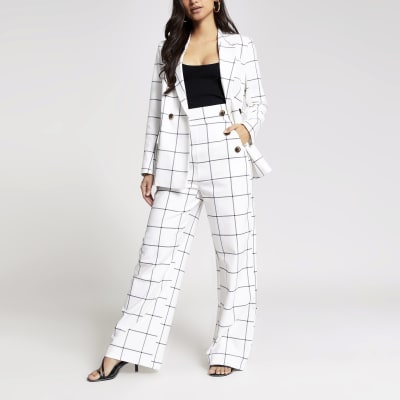 petite white flared trousers