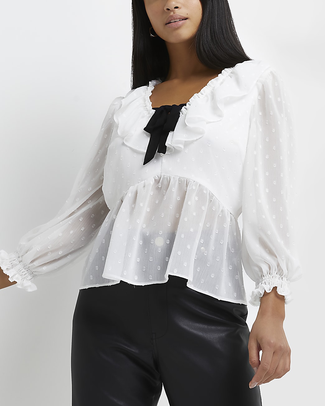 Petite white chiffon blouse