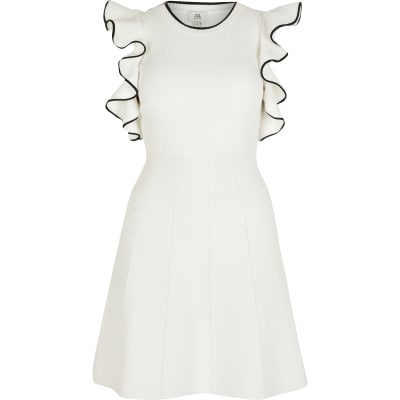 white frill sleeve dress