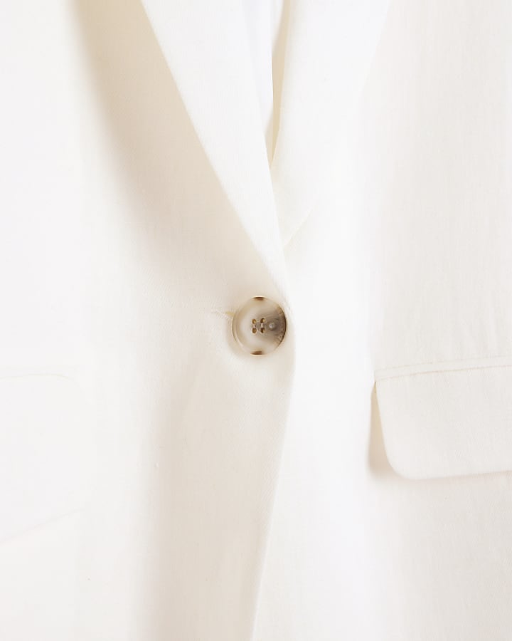 Petite white linen blend blazer | River Island