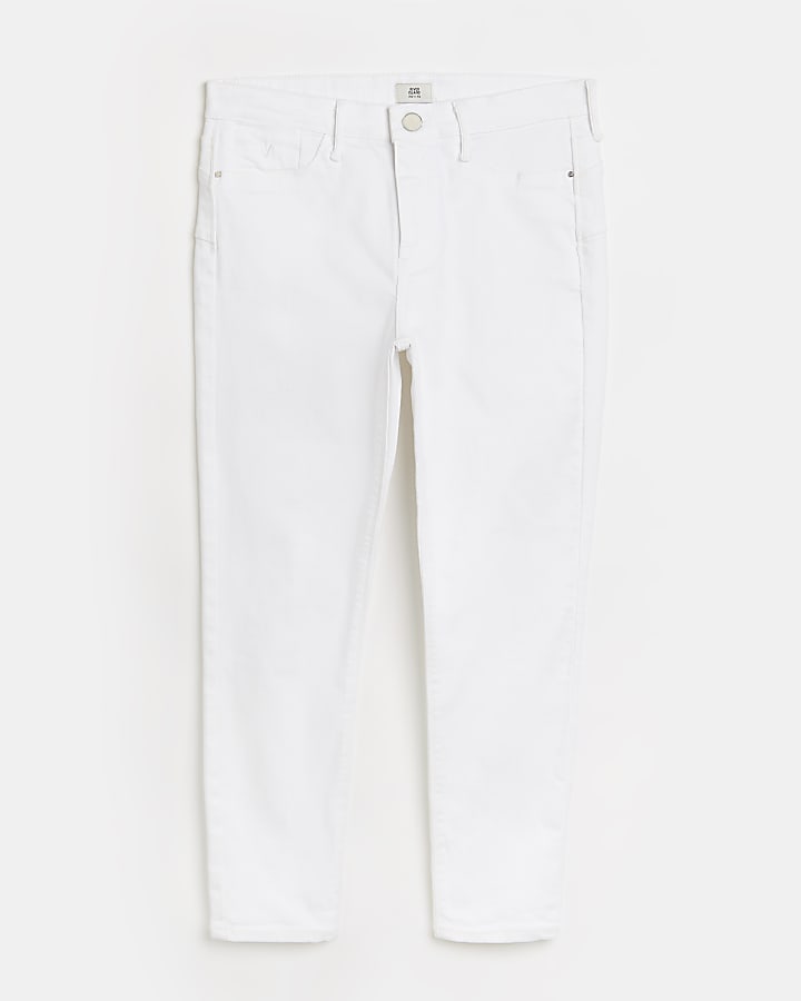 Petite white Molly mid rise skinny jeans