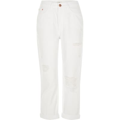 river island white ripped jeans