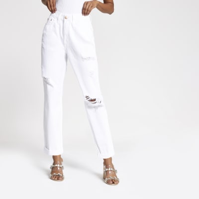 petite white mom jeans