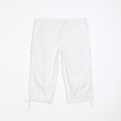 Petite white parachute trousers | River Island