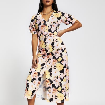 river island orange floral dress